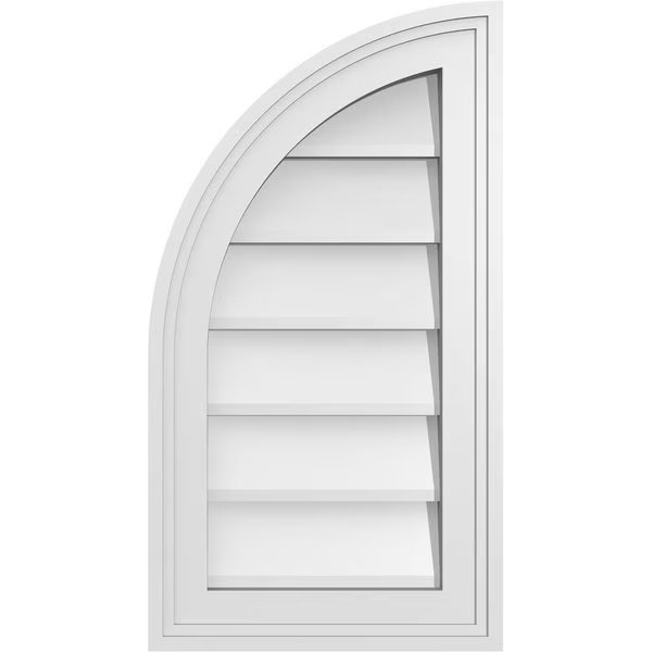 Quarter Round Top Left Surface Mount PVC Gable Vent w/ 2